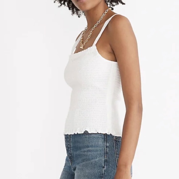 Madewell Lucie Smocked Tank Top NE251 White XS - Picture 2 of 8